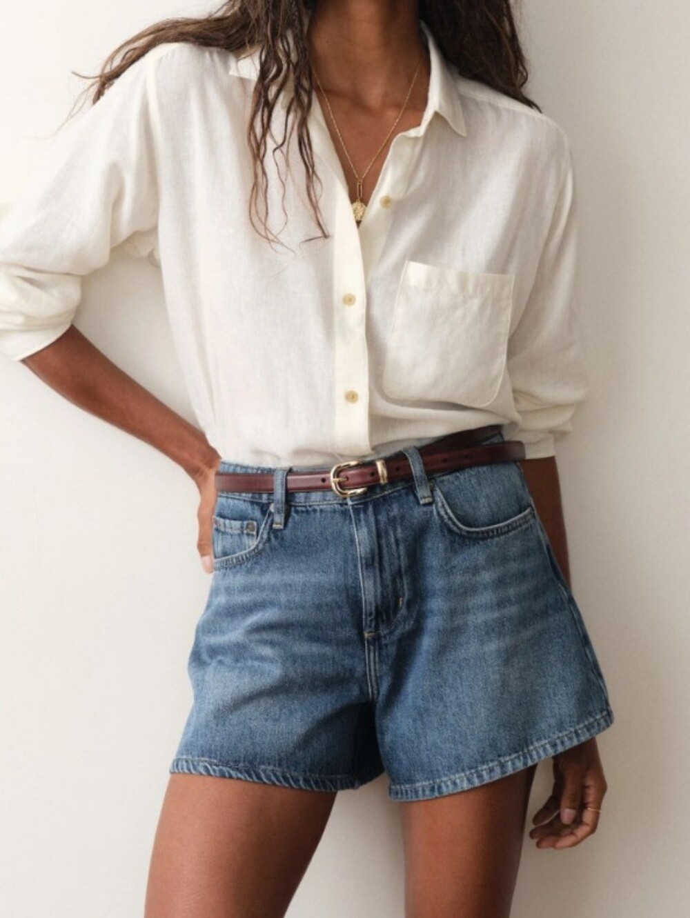 Marine Layer Dark Blue High-Rise Denim Shorts